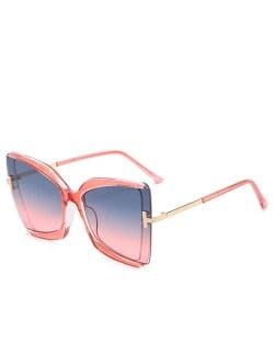 Big Frame Cat Eye Metallic Leg Design Wholesale Fashion Sunglasses - Pink