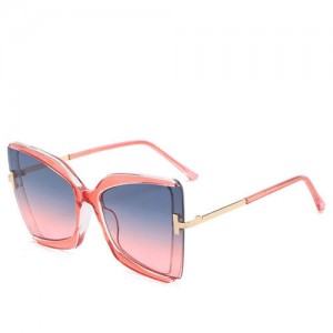 Big Frame Cat Eye Metallic Leg Design Wholesale Fashion Sunglasses - Pink