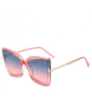Big Frame Cat Eye Metallic Leg Design Wholesale Fashion Sunglasses - Pink