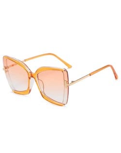 Big Frame Cat Eye Metallic Leg Design Wholesale Fashion Sunglasses - Orange