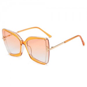 Big Frame Cat Eye Metallic Leg Design Wholesale Fashion Sunglasses - Orange