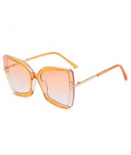 Big Frame Cat Eye Metallic Leg Design Wholesale Fashion Sunglasses - Orange