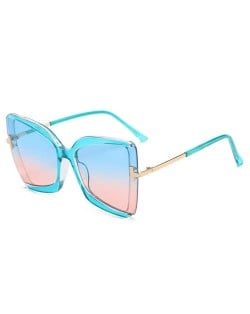 Big Frame Cat Eye Metallic Leg Design Wholesale Fashion Sunglasses - Blue