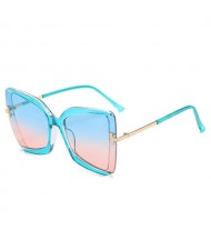 Big Frame Cat Eye Metallic Leg Design Wholesale Fashion Sunglasses - Blue