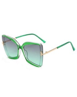 Big Frame Cat Eye Metallic Leg Design Wholesale Fashion Sunglasses - Green