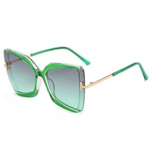 Big Frame Cat Eye Metallic Leg Design Wholesale Fashion Sunglasses - Green