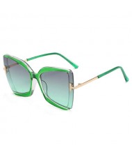Big Frame Cat Eye Metallic Leg Design Wholesale Fashion Sunglasses - Green