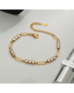 18K Gold Plated Hollow-out Design Women Fashion Stainless Steel Wholesale Bracelet