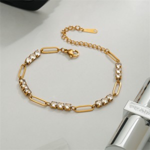 18K Gold Plated Hollow-out Design Women Fashion Stainless Steel Wholesale Bracelet