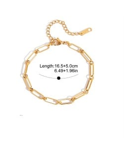 Hollow-out Rectangle with Circle Design Women Fashion Stainless Steel Wholesale Bracelet