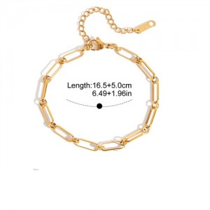 Hollow-out Rectangle with Circle Design Women Fashion Stainless Steel Wholesale Bracelet