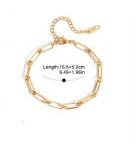 Hollow-out Rectangle with Circle Design Women Fashion Stainless Steel Wholesale Bracelet