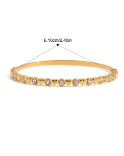 Rhinestone with Heart Design Women Fashion Stainless Steel Wholesale Bangle