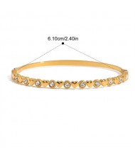 Rhinestone with Heart Design Women Fashion Stainless Steel Wholesale Bangle
