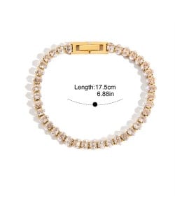 Bling Full Oval Rhinestone Design Women Fashion Stainless Steel Wholesale Bracelet