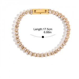 Bling Full Oval Rhinestone Design Women Fashion Stainless Steel Wholesale Bracelet