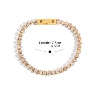 Bling Full Oval Rhinestone Design Women Fashion Stainless Steel Wholesale Bracelet
