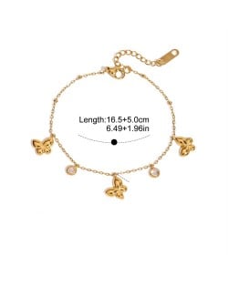 Butterfly Pendants Retro Style Women Fashion Stainless Steel Wholesale Bracelet