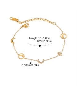 Moon and Star Design Women Fashion Stainless Steel Wholesale Bracelet
