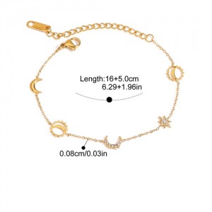 Moon and Star Design Women Fashion Stainless Steel Wholesale Bracelet
