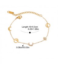 Moon and Star Design Women Fashion Stainless Steel Wholesale Bracelet