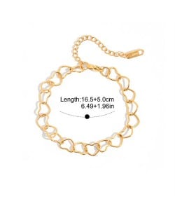 Peach Heart Chain Design Women Fashion Stainless Steel Wholesale Bracelet