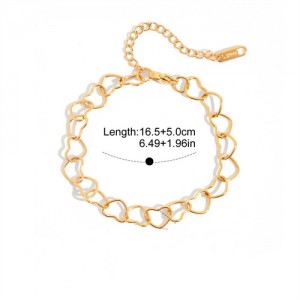 Peach Heart Chain Design Women Fashion Stainless Steel Wholesale Bracelet