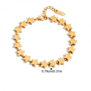 Golden Five-point Stars Chain Women Fashion Stainless Steel Wholesale Bracelet