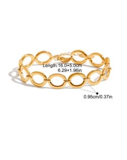 Oval Circel Chain Design Women Fashion Stainless Steel Wholesale Bracelet