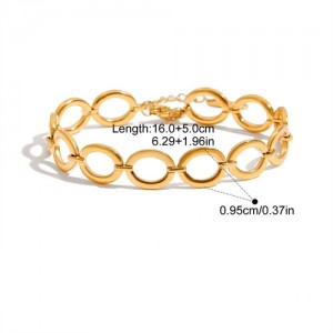Oval Circel Chain Design Women Fashion Stainless Steel Wholesale Bracelet