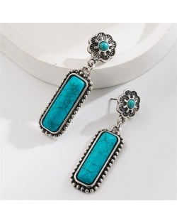 Retro Turquoise Rectangle Dangle Style Fashion Wholesale Women Earrings