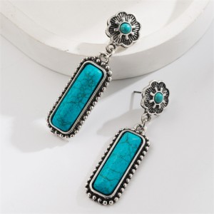 Retro Turquoise Rectangle Dangle Style Fashion Wholesale Women Earrings