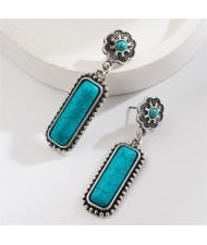 Retro Turquoise Rectangle Dangle Style Fashion Wholesale Women Earrings