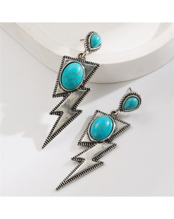 Retro Turquoise Lightning Shage Design Fashion Wholesale Women Earrings