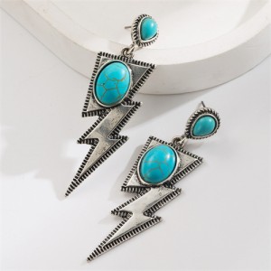 Retro Turquoise Lightning Shage Design Fashion Wholesale Women Earrings