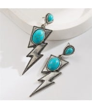 Retro Turquoise Lightning Shage Design Fashion Wholesale Women Earrings