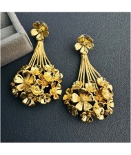Ancient Style Oil Enamel Bouquet Shape Brass 925 Silver Needle Unique Earrings