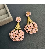 Ancient Style Oil Enamel Bouquet Shape Brass 925 Silver Needle Unique Earrings