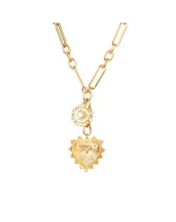 18K Gold Plated Love Heart Pendant Minimalist Fashion Sweater Clavicle Chain