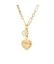18K Gold Plated Love Heart Pendant Minimalist Fashion Sweater Clavicle Chain