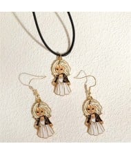 Halloween Witch Pattern Necklace and Earrings 2pcs Wholesale Jewelry Set