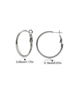 3cm Simple Circle Style Women Fashion Stainless Steel Wholesale Hoop Earrings - Silver