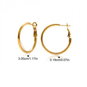 3cm Simple Circle Style Women Fashion Stainless Steel Wholesale Hoop Earrings - Golden