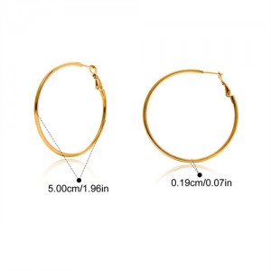 5cm Simple Circle Style Women Fashion Stainless Steel Wholesale Hoop Earrings - Golden