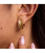 Three Rings Combo Design Women Fashion Stainless Steel Wholesale Hoop Earrings