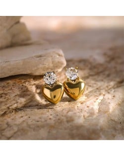 Glisten Peach Heart Women Fashion Stainless Steel Wholesale Earrings