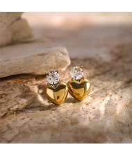 Glisten Peach Heart Women Fashion Stainless Steel Wholesale Earrings