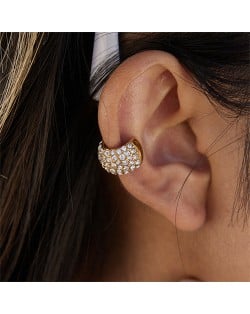 Bling Cubic Zirconia Paved Wide Version Women Fashion Stainless Steel Wholesale Earrings