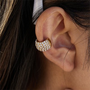 Bling Cubic Zirconia Paved Wide Version Women Fashion Stainless Steel Wholesale Earrings