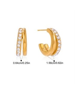 Doul C Shape Design Women Fashion Stainless Steel Wholesale Earrings